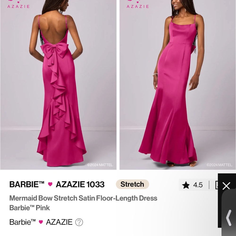 Azazie Fuchsia Satin Gown with Bow Detail